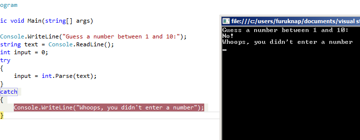 Figure 2: Exception caught!