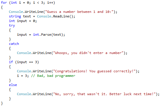 Figure 7: Short-Circuiting the For Loop