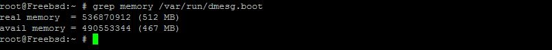 An example of the "grep memory /var/run/dmesg.boot" command