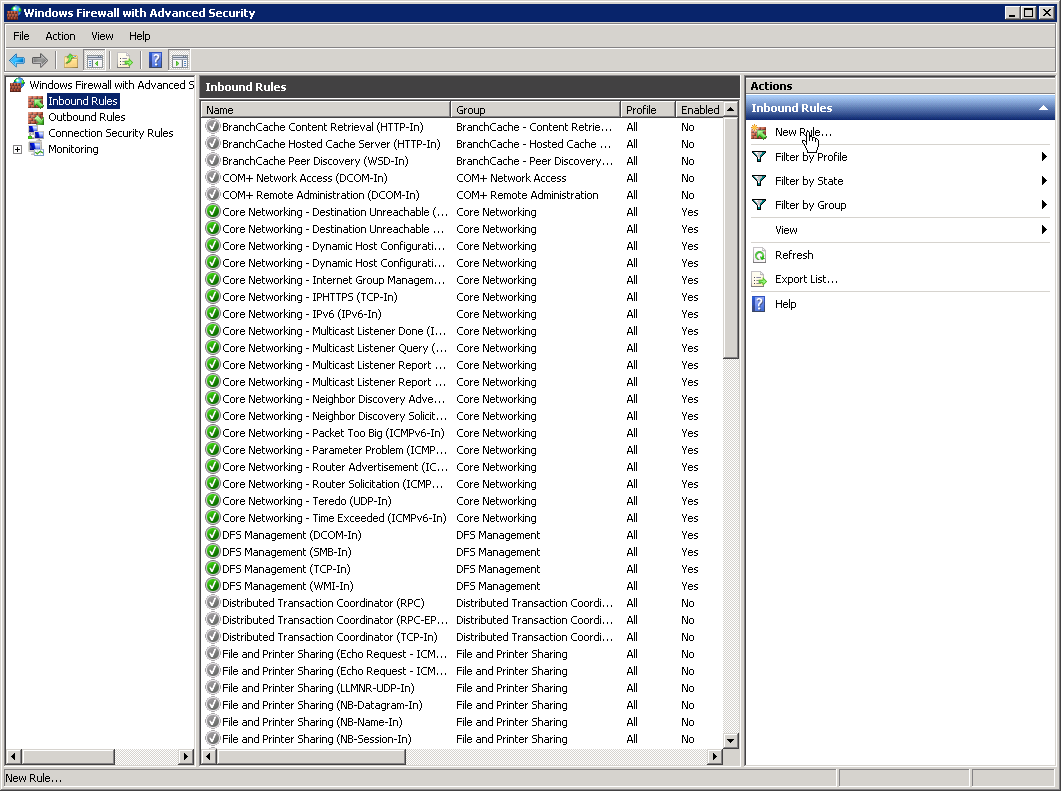 Open Windows Firewall with Advanced Security and select add new rule