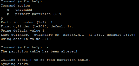 Sample Fdisk Operation