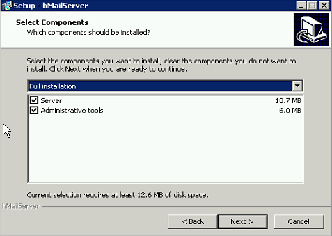 HMail full or custom install