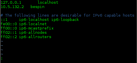 Sample: /etc/hosts