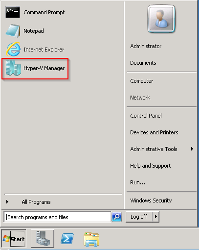 You may now access the Hyper-V manager within your start menu.