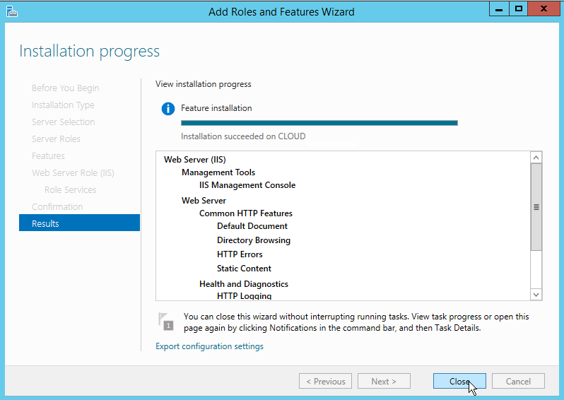 Confirm Feature Installation