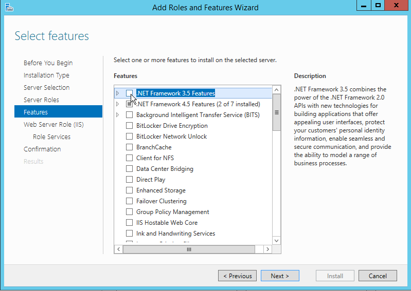 Select any additional features you may want to add and then click Next.