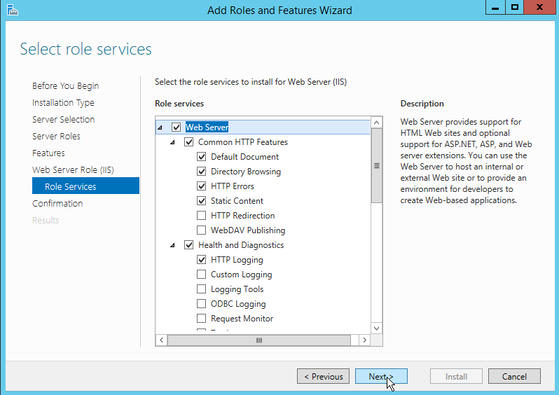 Review the features being installed