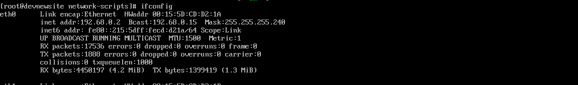 Un ejemplo del comando ifconfig con la direccion IP 172.20.6.154