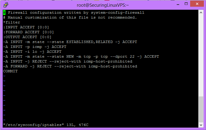 Sample /etc/sysconfig/iptables