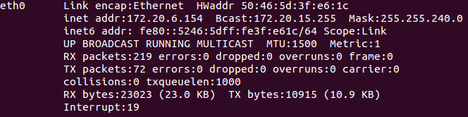 An example of running the command: ip addr show eth0 and getting 192.168.100.10 for the IP address.