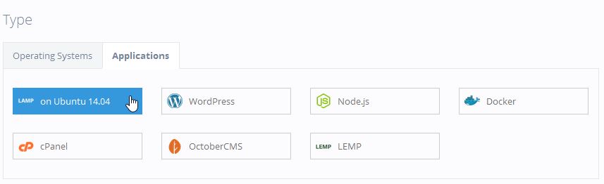 LAMP application selected
