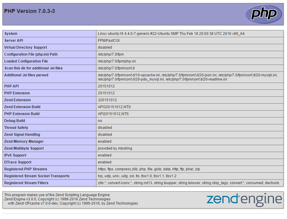An example of the info.php web page