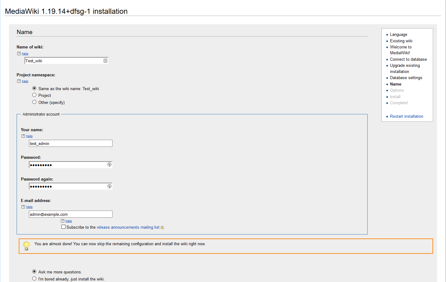 mediawiki installation mediawiki installation