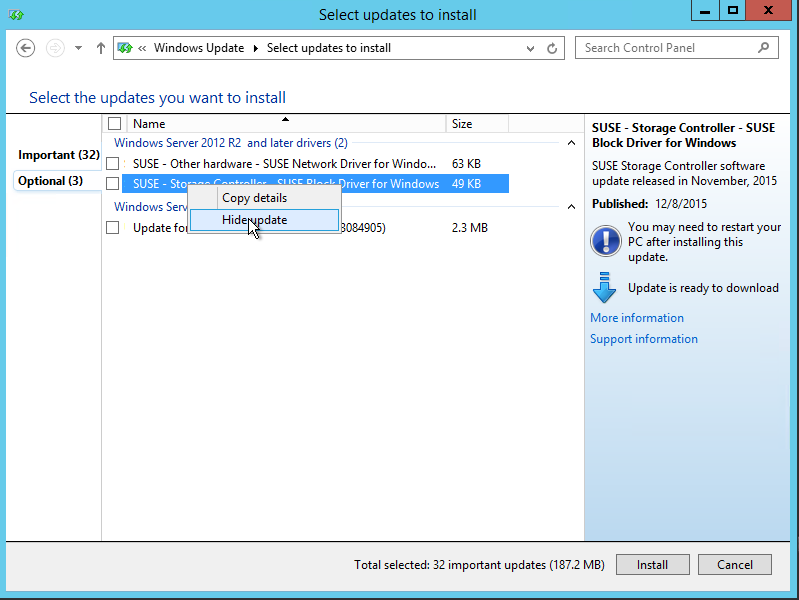 Hide Update Option