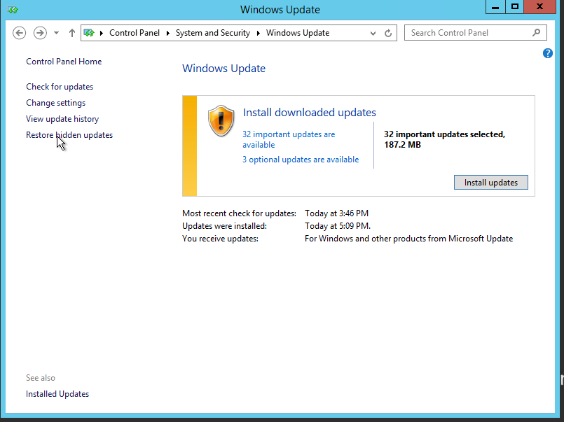 Restore Hidden Updates