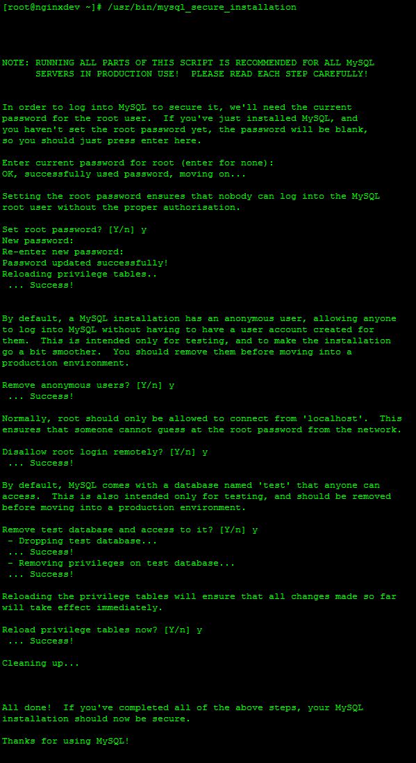 Sample mysql_secure_installation