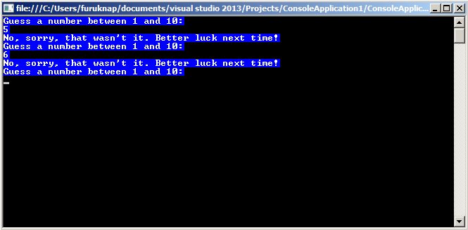 Figure 1: White on Blue Console Text