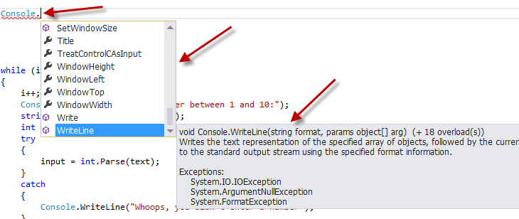 Figure 3: Visual Studio Intellisense Prompt