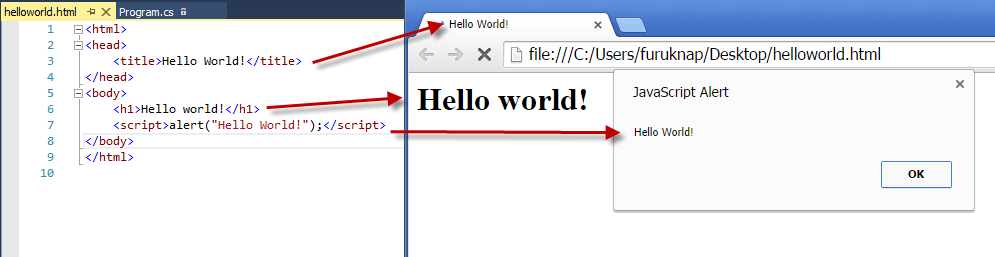 Figure 3: JavaScript alert on Hello World page