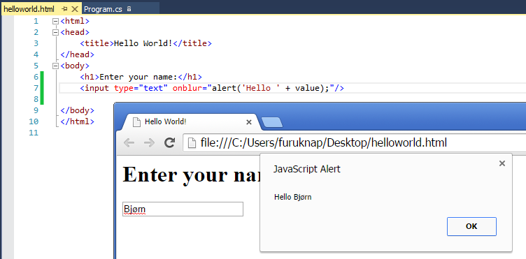 Figure 4: Dynamic JavaScript alert