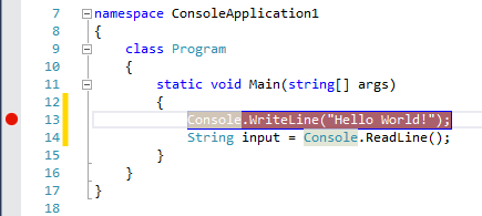 Figure 1: Breakpoint Added