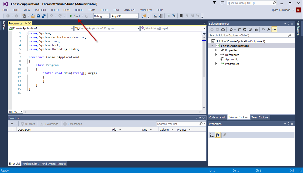 Figure 3: Starting the Program
