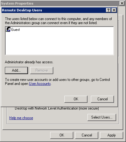 Remote Desktop Users Update List