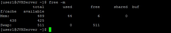 This is the default page after creating a Swap File on a CentOS 7 Server