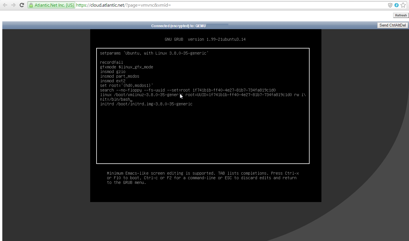 Replace the end of the line “ro \ console=ttyS0 console=tty0” with “rw init=/bin/bash”.