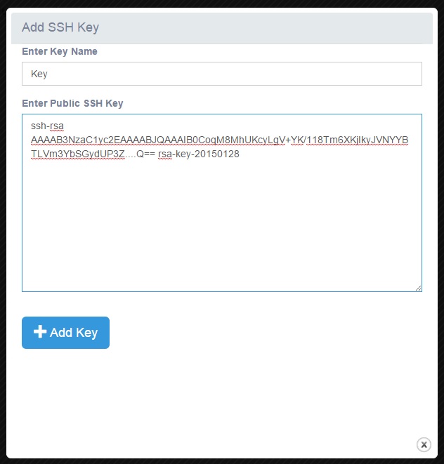 Cloud Portal:Add SSH Key