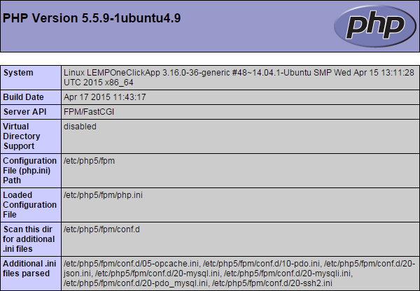 PHP Information page