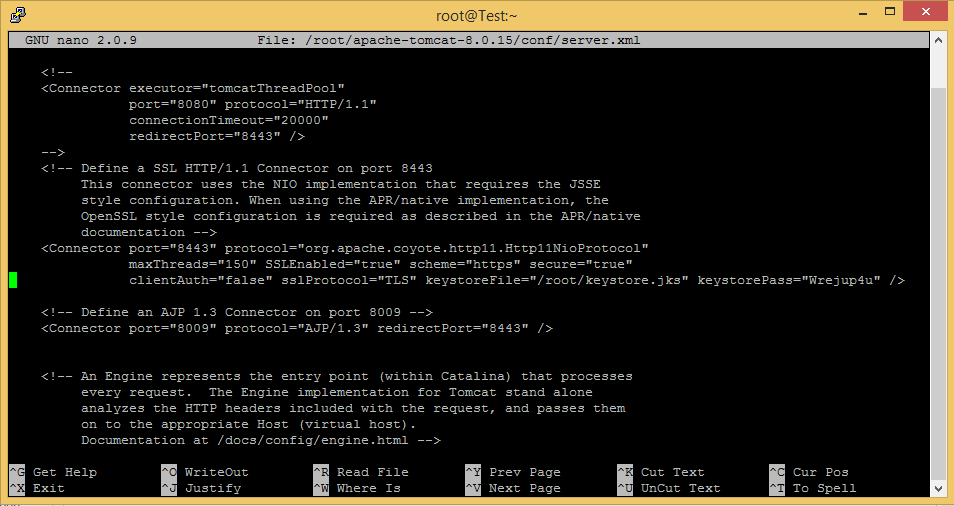 An example of a tomcat config with the new SSL