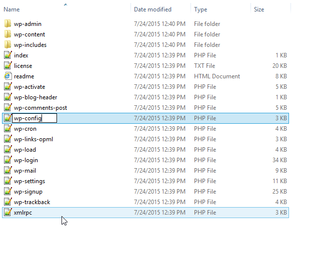 Rename the file to wp-config
