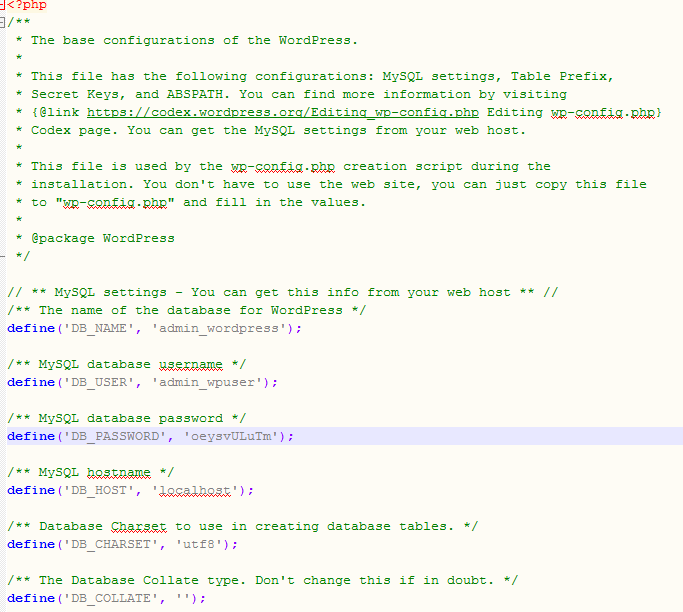 Edit wp-config