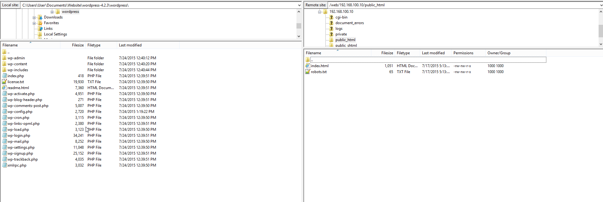 FTP to your site and move to the public_html directory