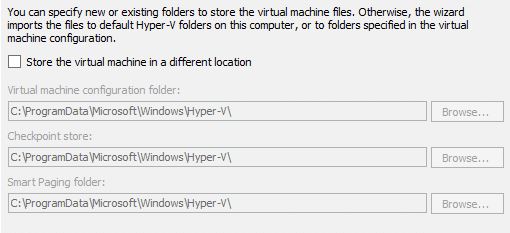 This is the screen shot that you will see to specify the location that you want to import your VM