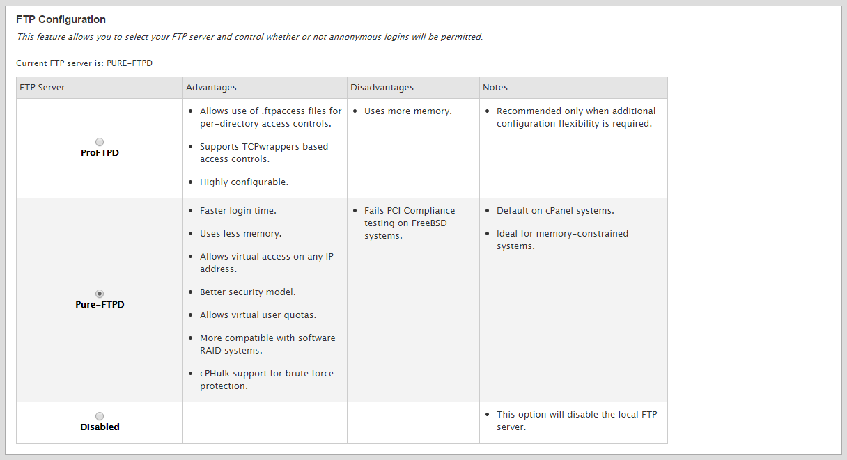 Select your preferred FTP server.