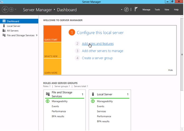 From server manager selct add roles and features