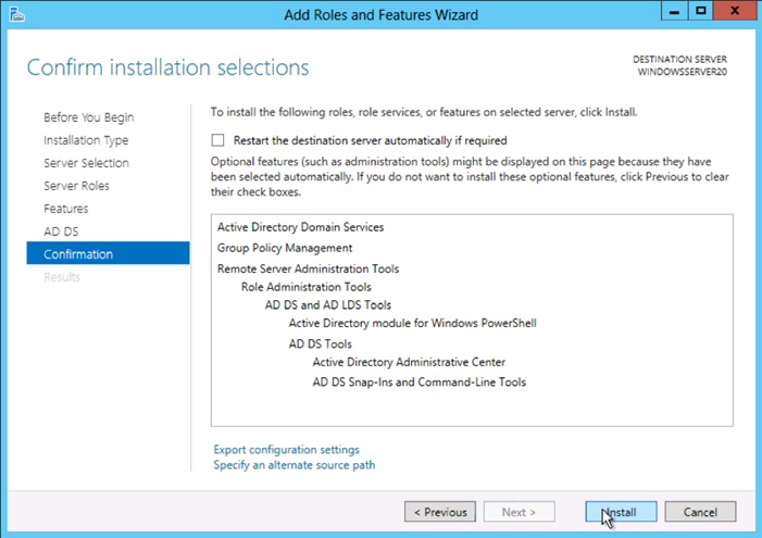 Confirm your installation and select Install