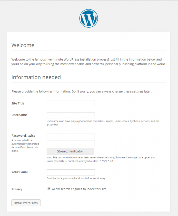 An example of the web installation