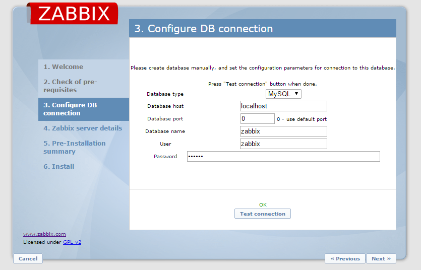 Enter your database information accordingly.