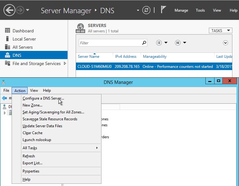 Select Configure a DNS Server in Windows Server 2012