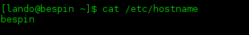 An example of the cat /etc/hostname command