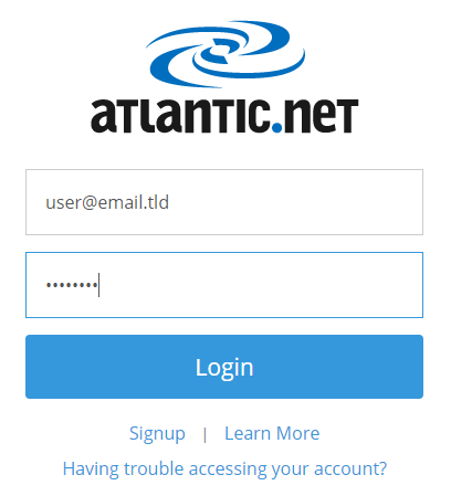 Cloud by Atlantic.Net Login