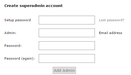 Creating a superadmin account with Postfix Admin