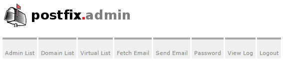 Postfix Admin menu