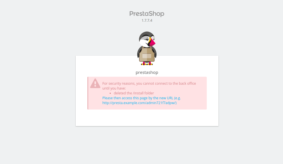 PrestaShop Admin URL