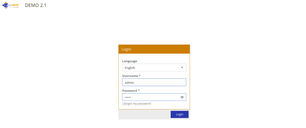 OpenMAINT login page