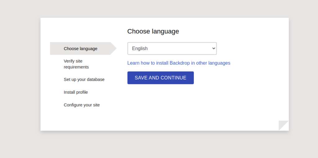 BackDrop CMS Language Selection Page