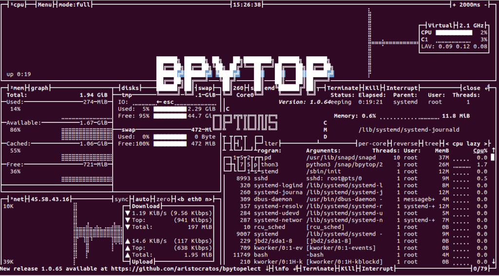 Bpytop Options